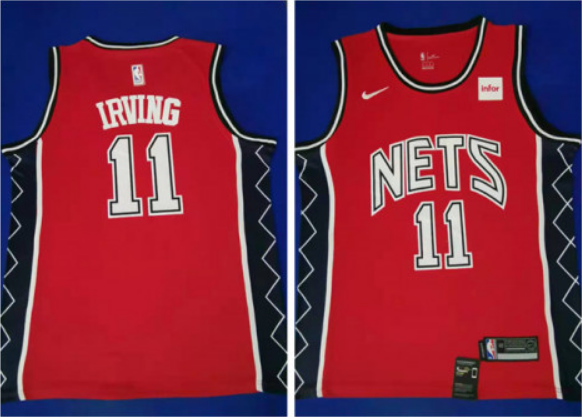 Men's Brooklyn Nets #11 Kyrie Irving Red Throwback Stitched NBA Jersey
